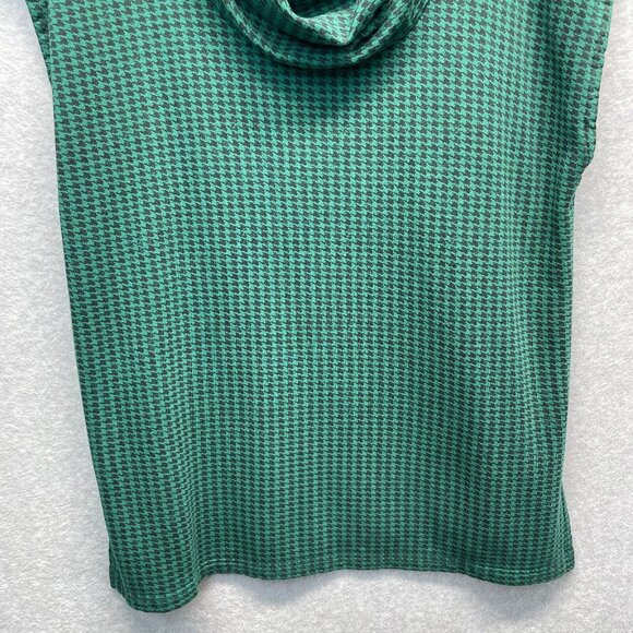 Bryn Walker Pike Poncho‎ Womens Small Green Houndstooth Cowl Neck Bamboo Fleece - Picture 3 of 14